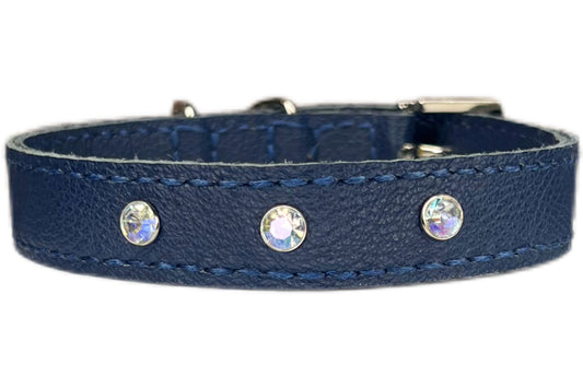 Medium Navy Blue Collar with AB Diamantes