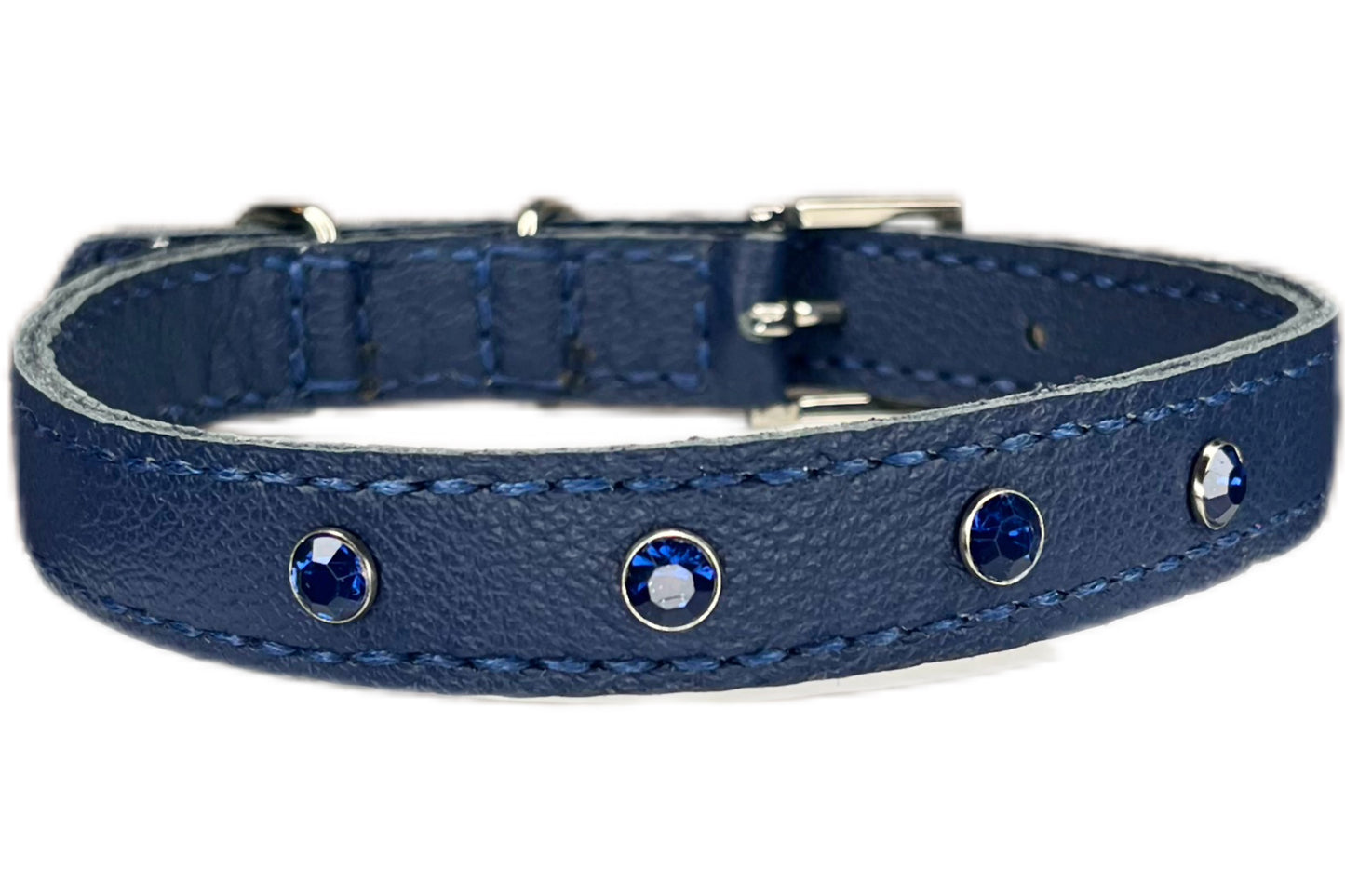 Medium Navy Blue Collar with Midnight Blue Diamantes