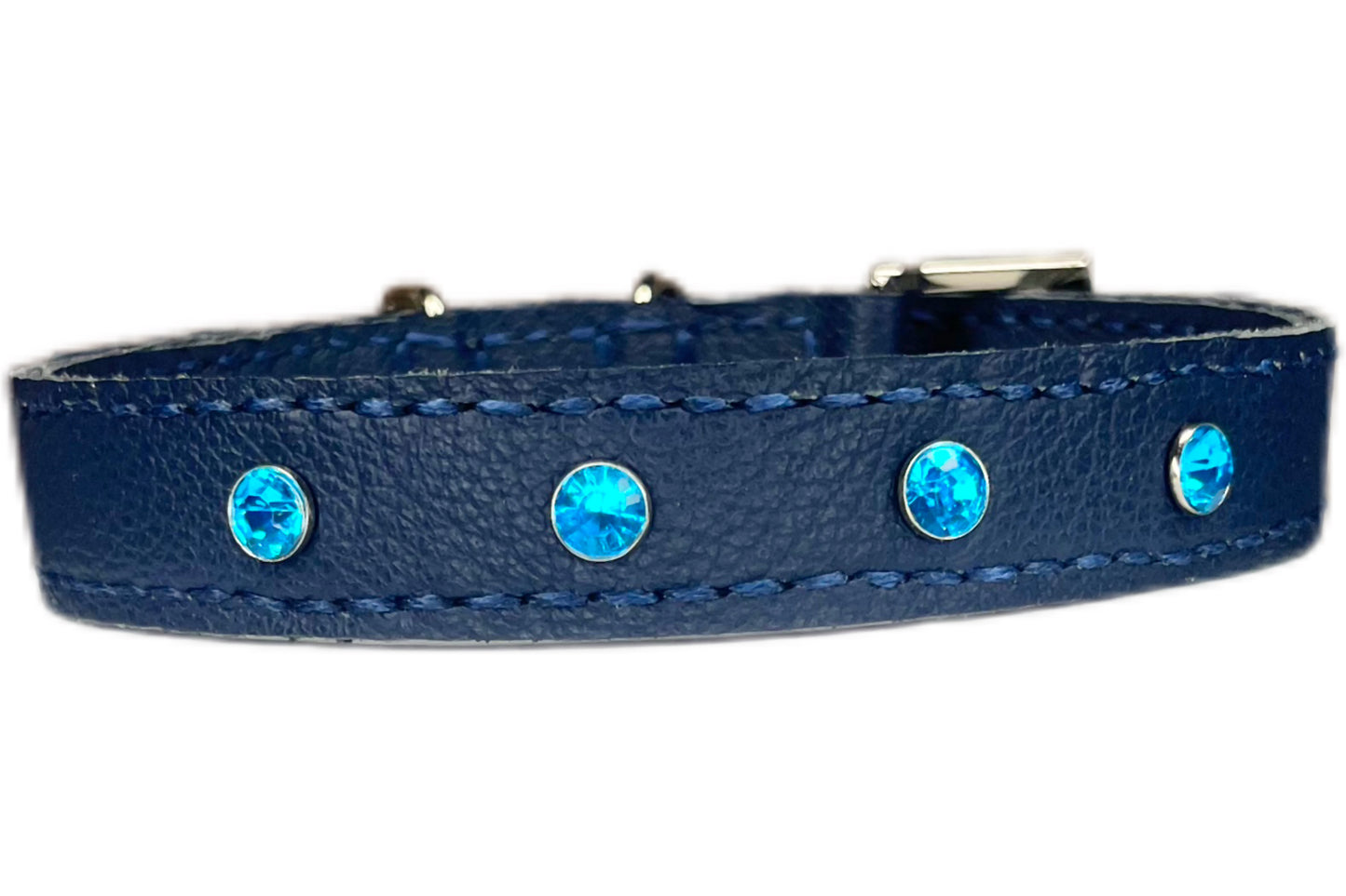Medium Navy Blue Collar with Turquoise Diamantes
