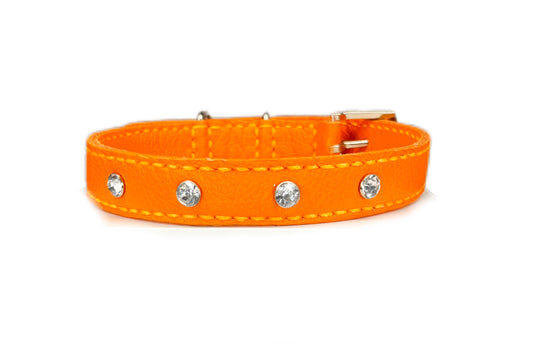 Medium Orange Collar with Clear Diamantes