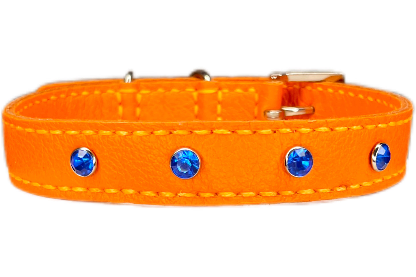 Medium Orange Collar with Royal Blue Diamante