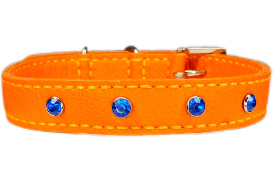 Medium Orange Collar with Royal Blue Diamante