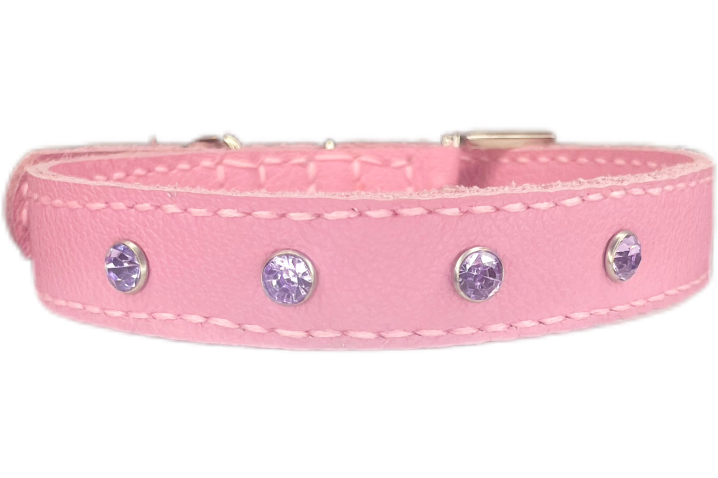 Medium Pink Collar with Lilac Diamantes