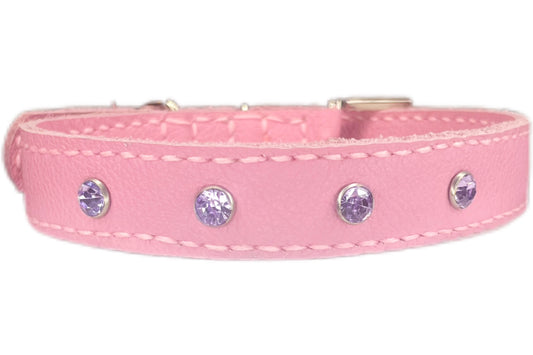 Medium Pink Collar with Lilac Diamantes
