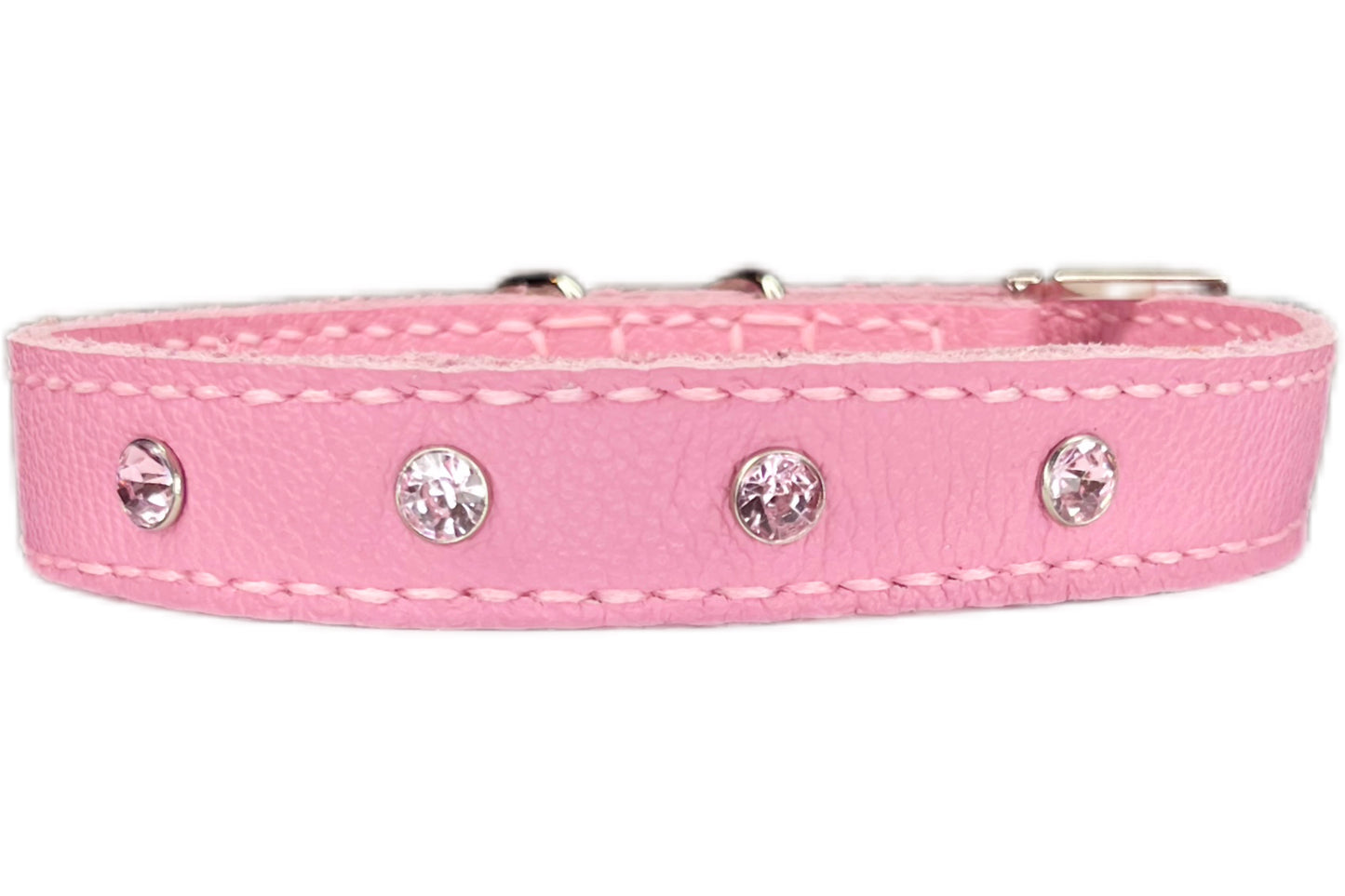 Medium Pink Collar with Light Pink Diamantes