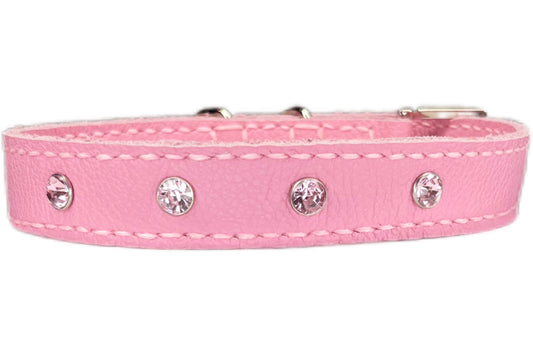 Medium Pink Collar with Light Pink Diamantes