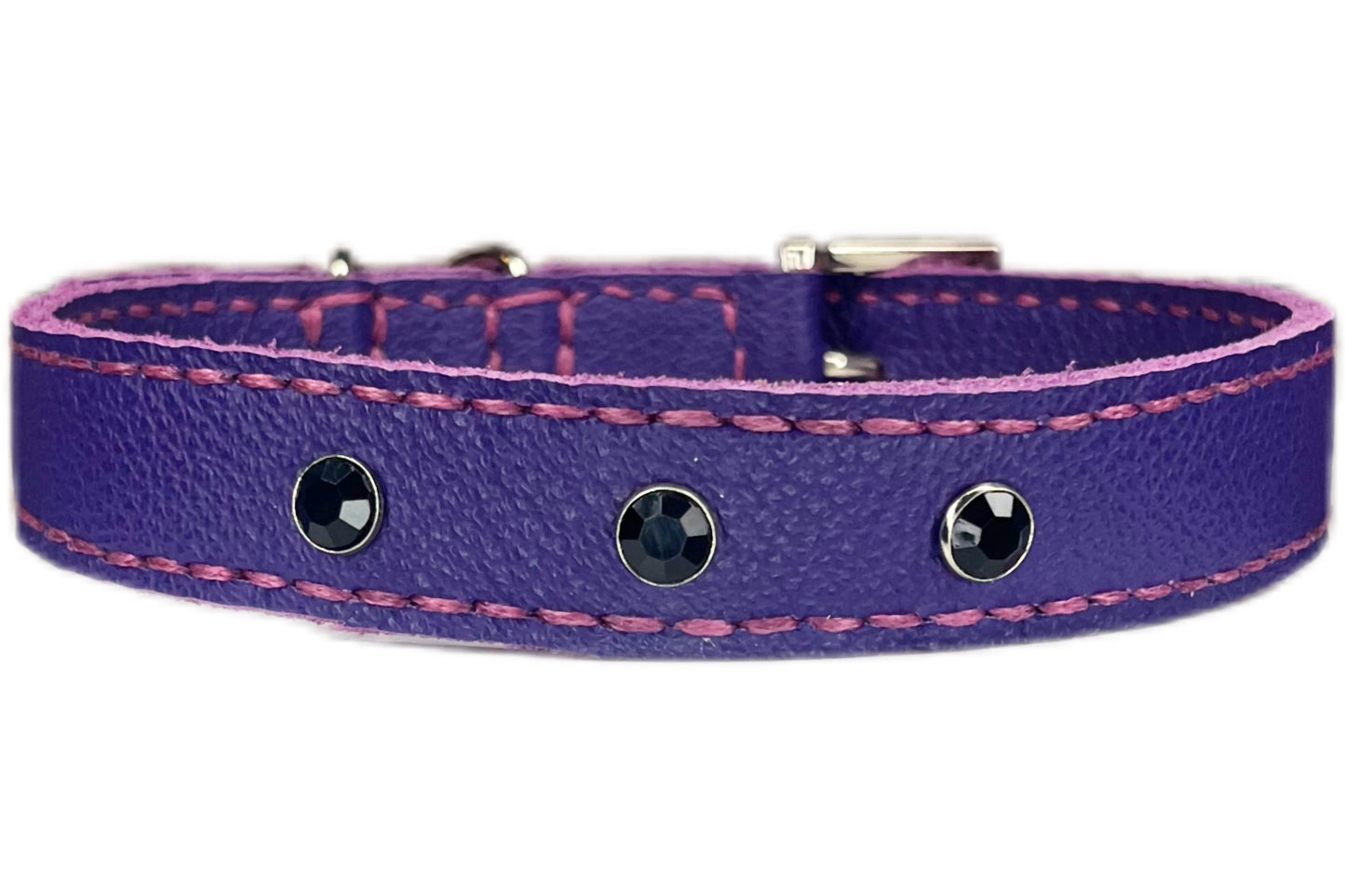 Medium Purple Collar with Black Diamante