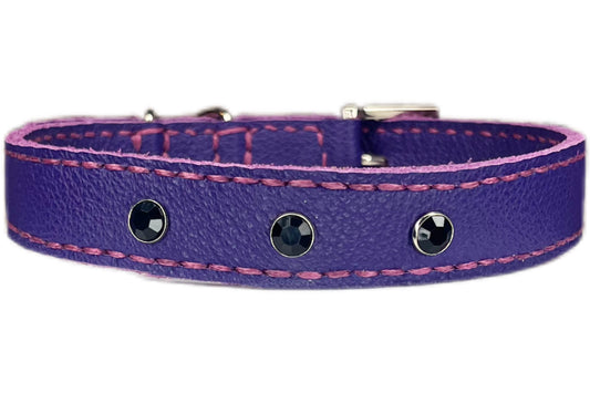 Medium Purple Collar with Black Diamante
