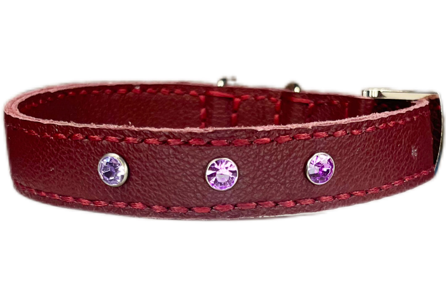 Medium Red Collar with Lilac Diamamtes
