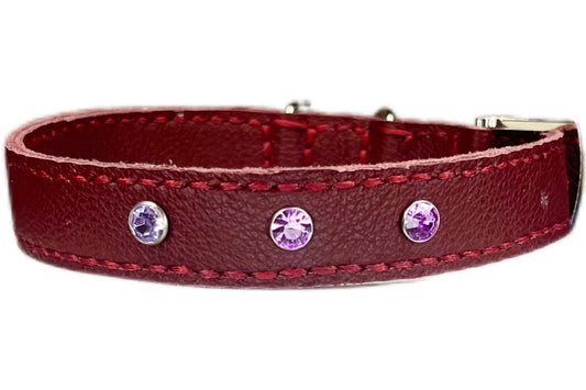 Medium Red Collar with Lilac Diamamtes