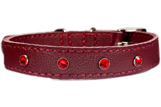 Medium Red Collar with Red Diamantes