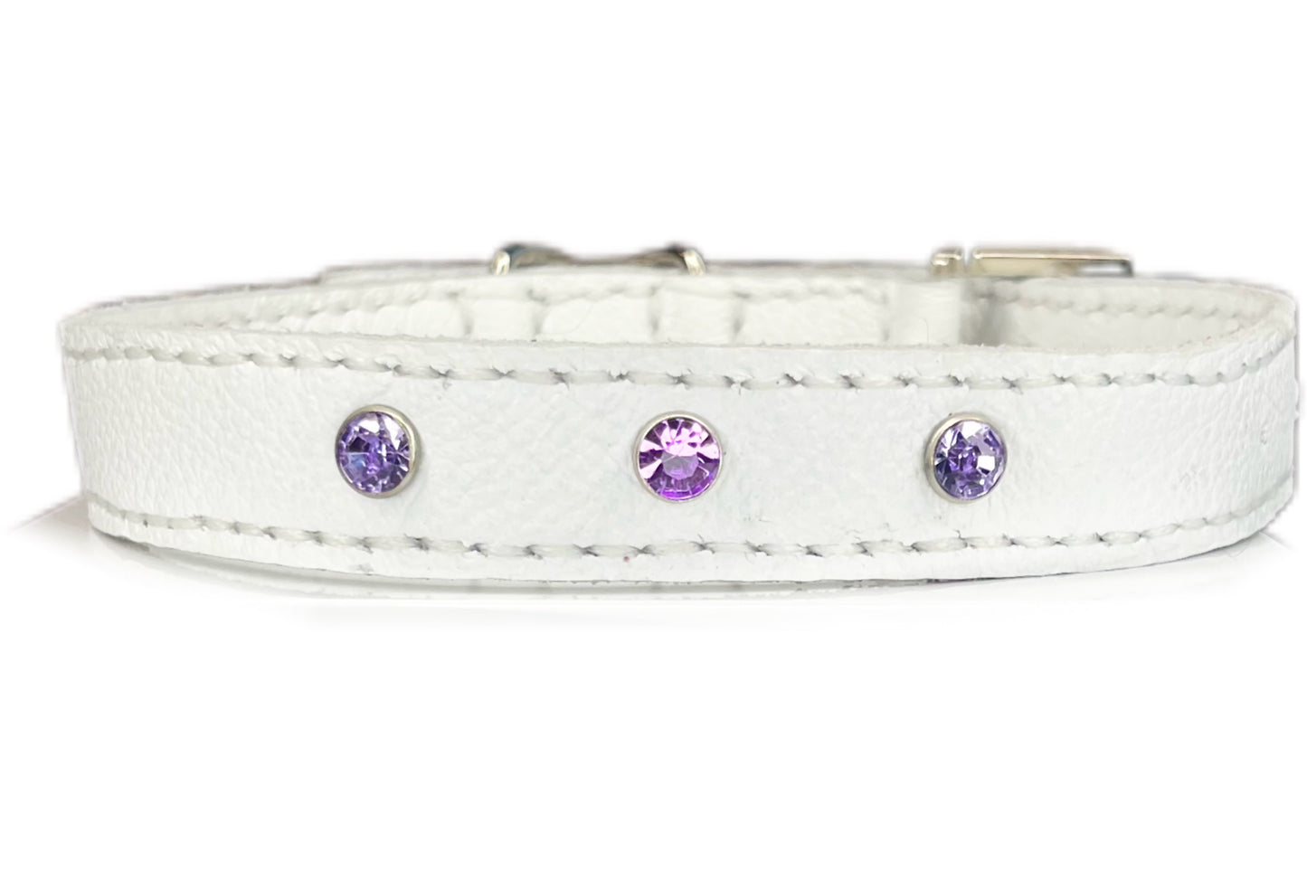 Medium White Collar with Lilac Diamantes