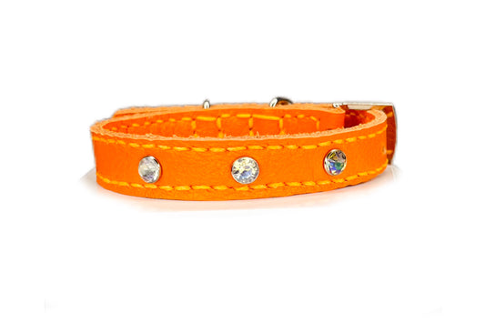 Small Orange Collar with Clear Diamante