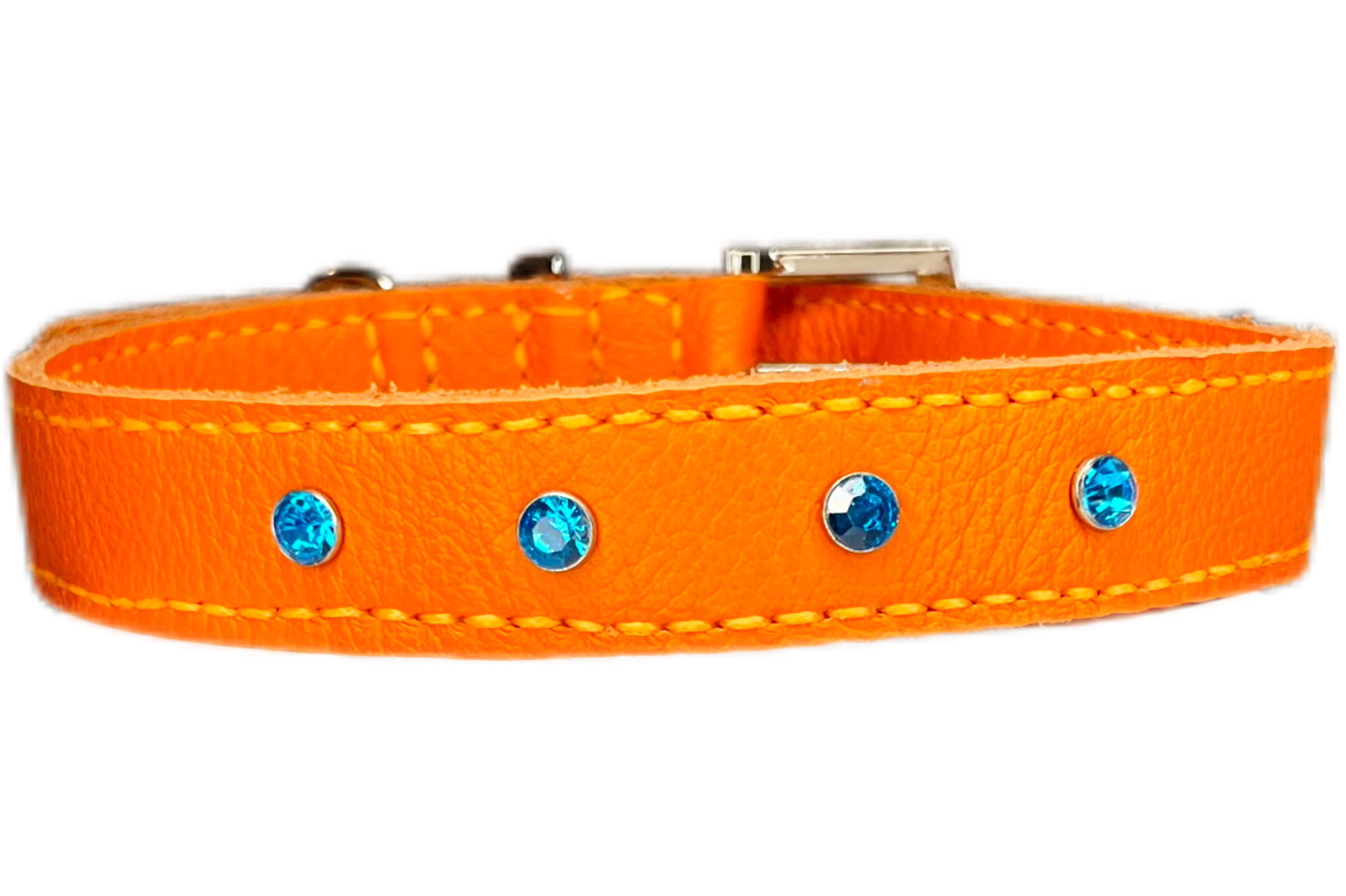Large Orange Collar with Turquoise Diamante