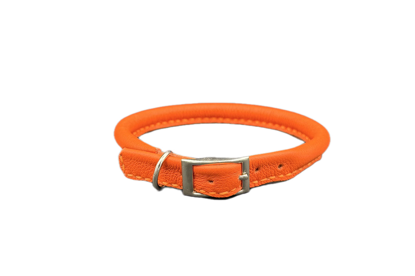 Orange Leather Rolled Collar