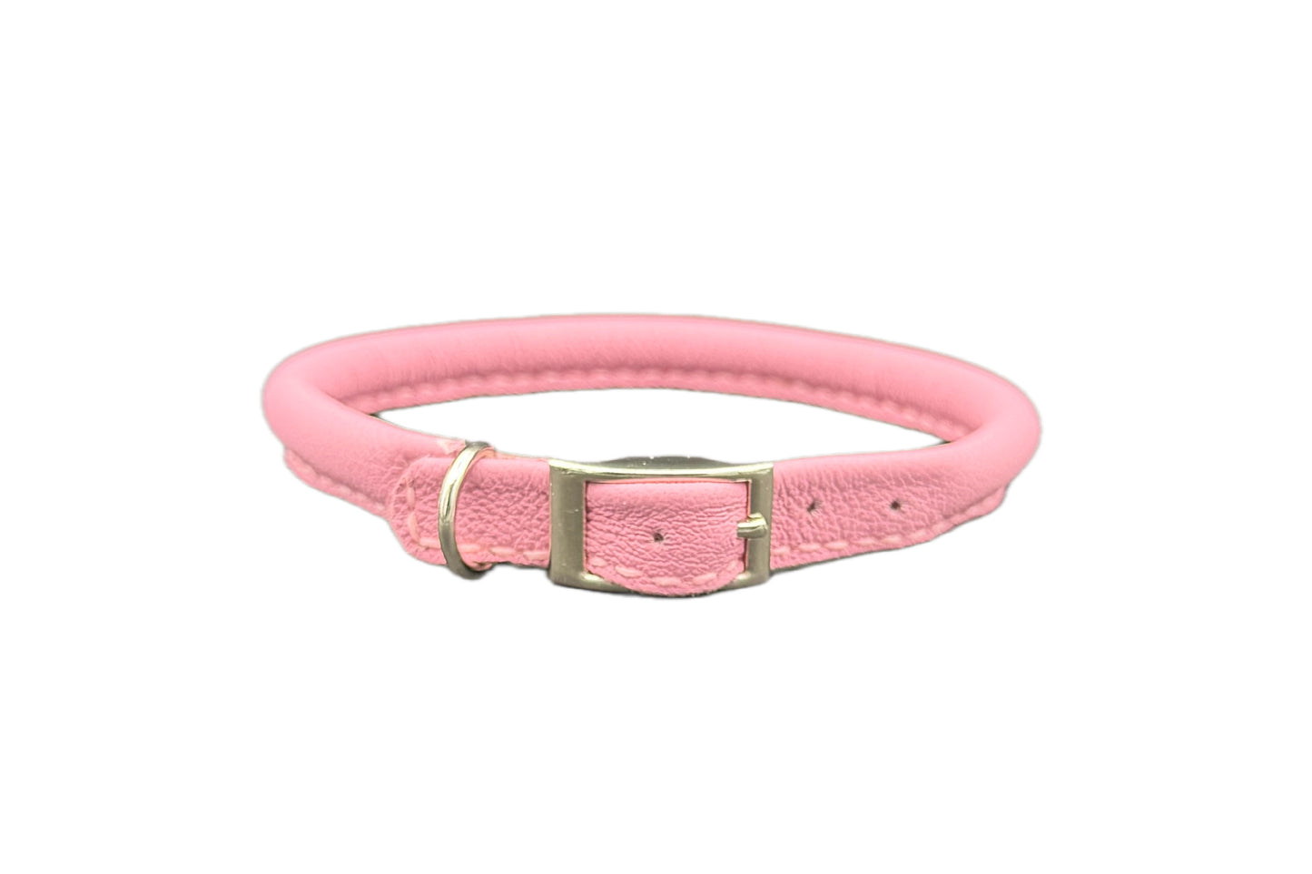 Pink Leather Rolled Collar