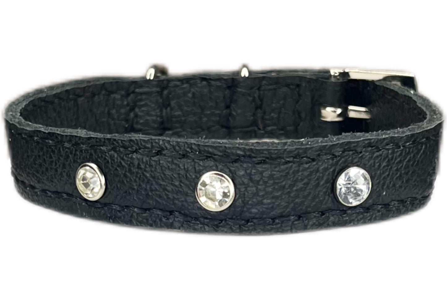 Small Black Collar with Clear Diamante