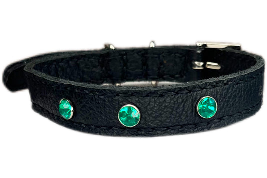 Small Black Collar with Jade Green Diamante