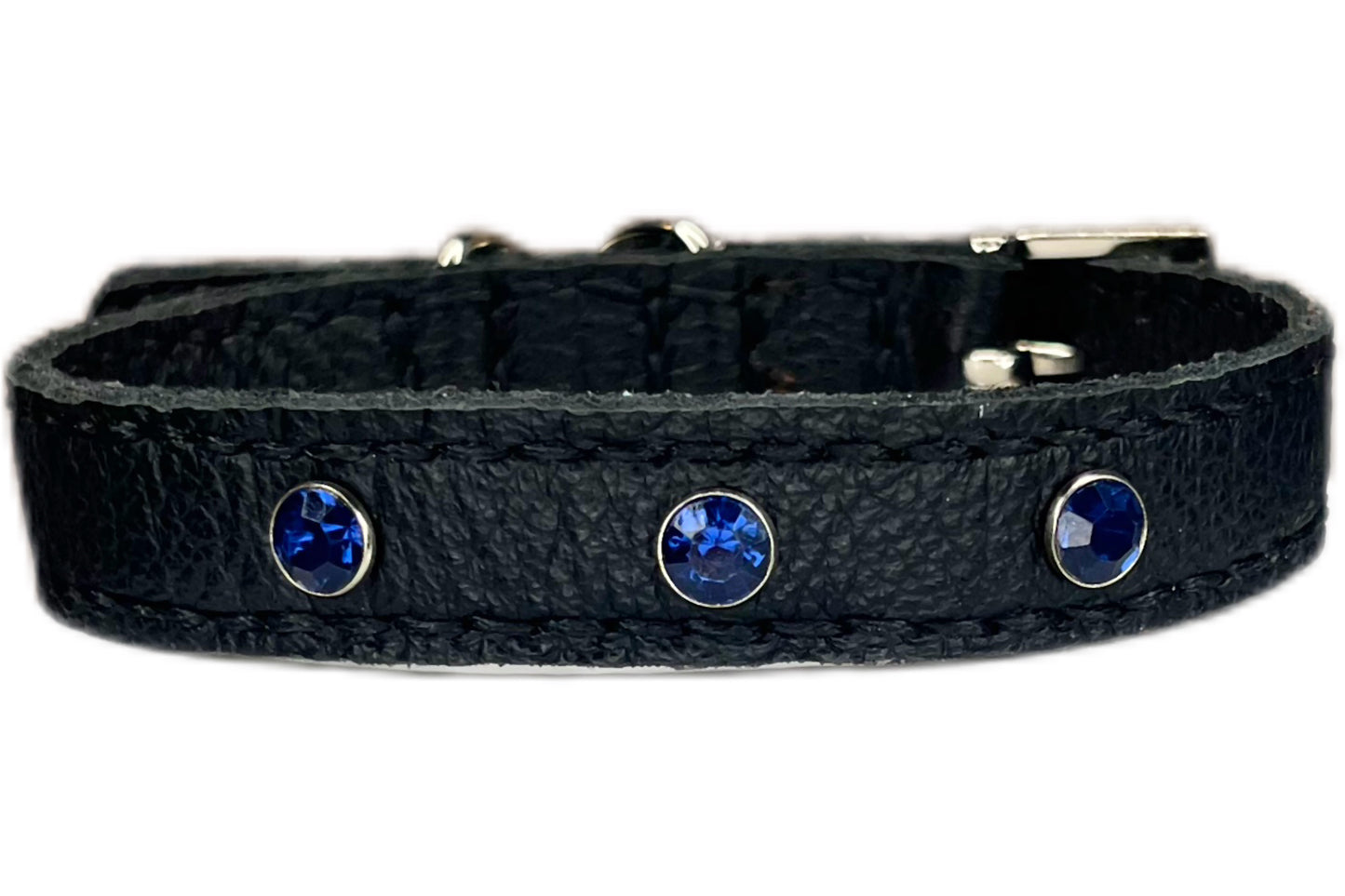 Small Black Collar with Midnight Blue Diamantes