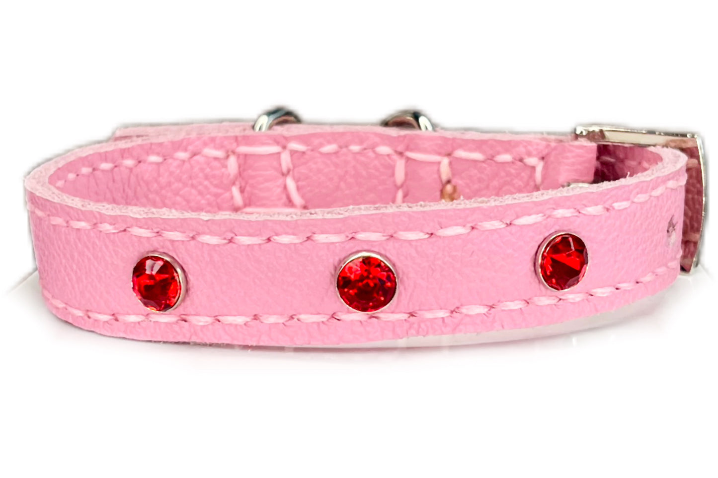 Small Pink Collar with Red Diamantes