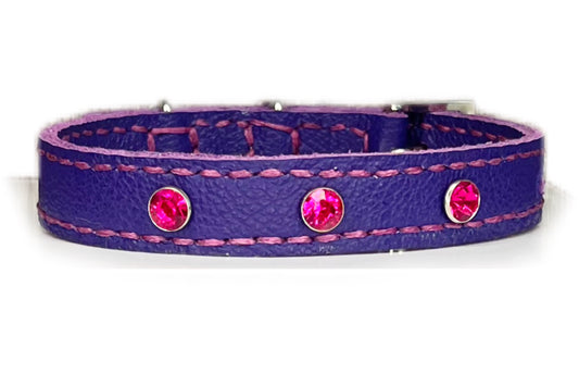 Small Purple Collar with Hot Pink Diamantes