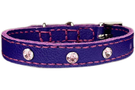 Small Purple Collar with Light Pink Diamantes