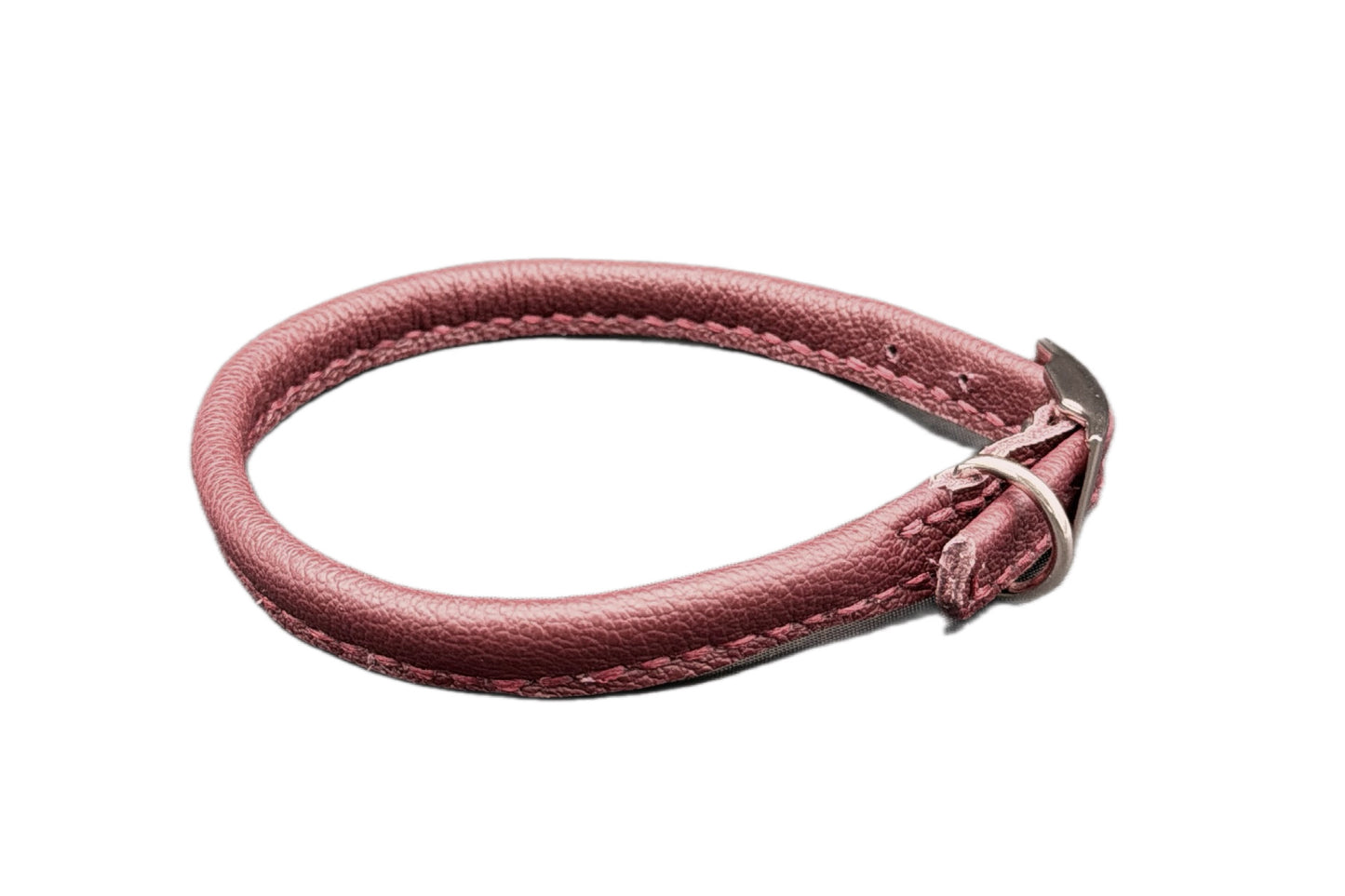 Red Leather Rolled Collar