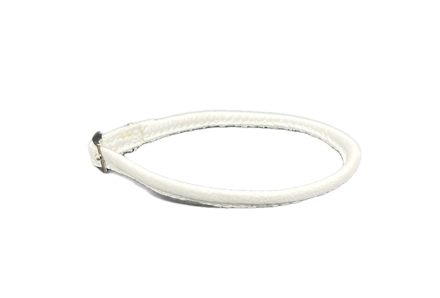 Thin White Leather Rolled Collar