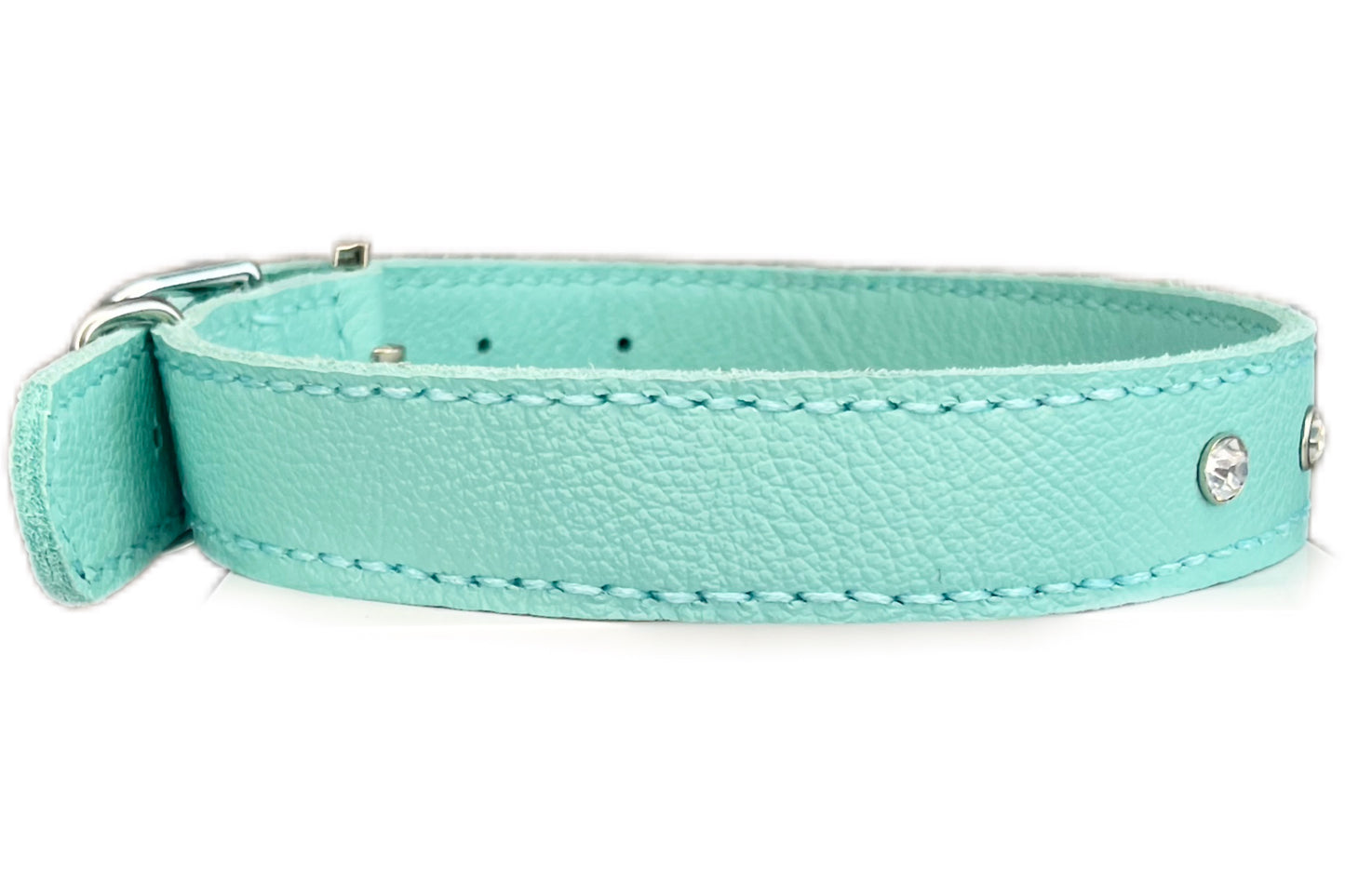 Large Aqua Green Collar with Clear Diamantes