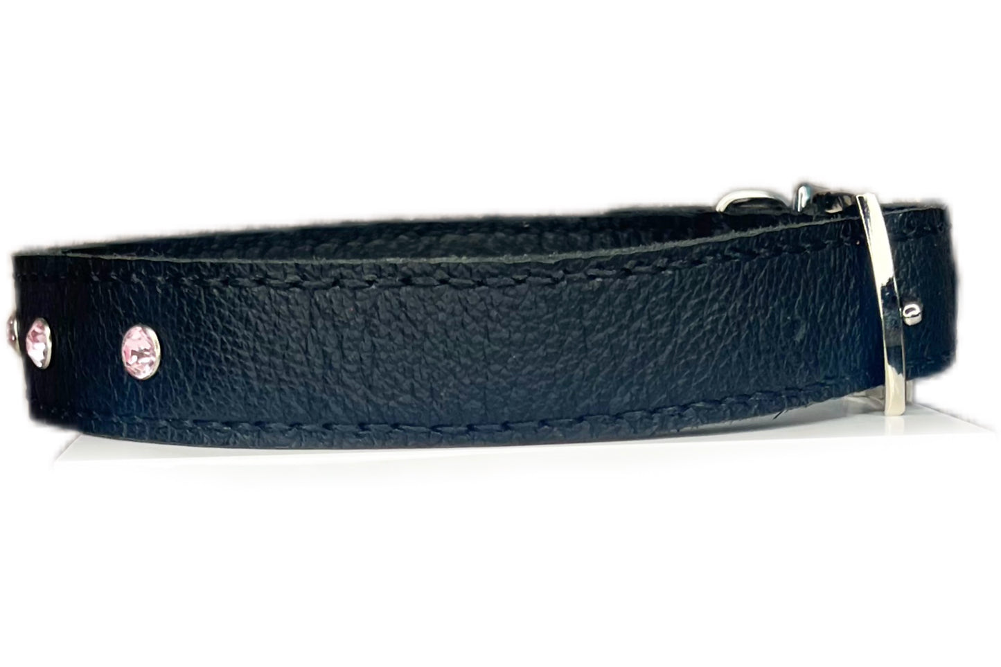 Large Black Collar with Light Pink Diamante