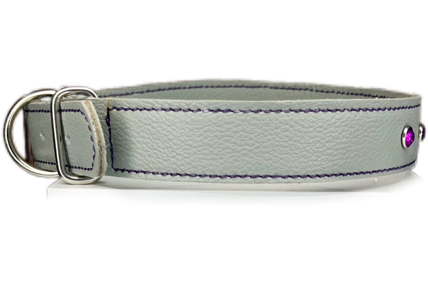 Large Grey Collar with Violet Diamante