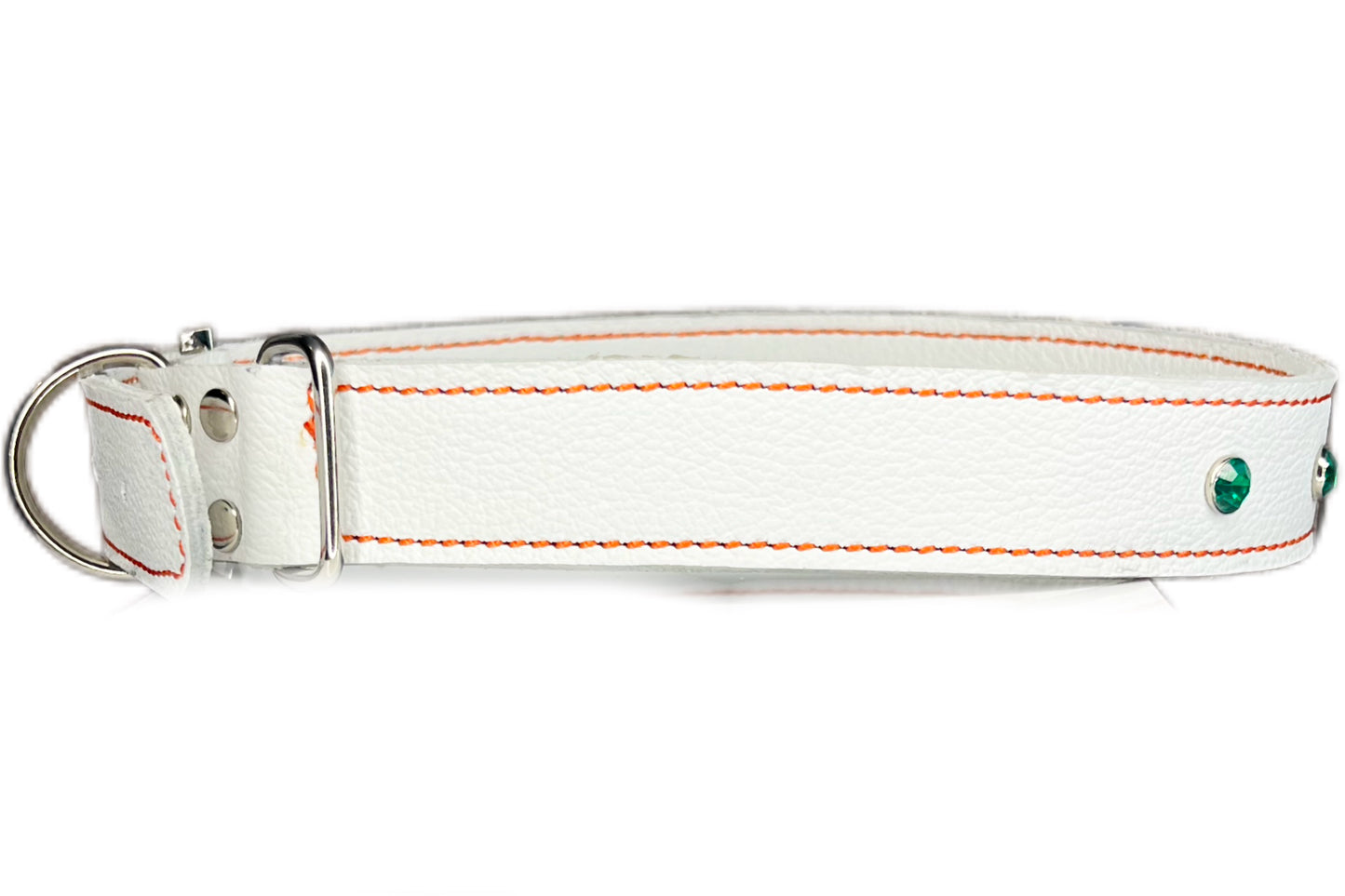 Large White Collar with Jade Green Diamante