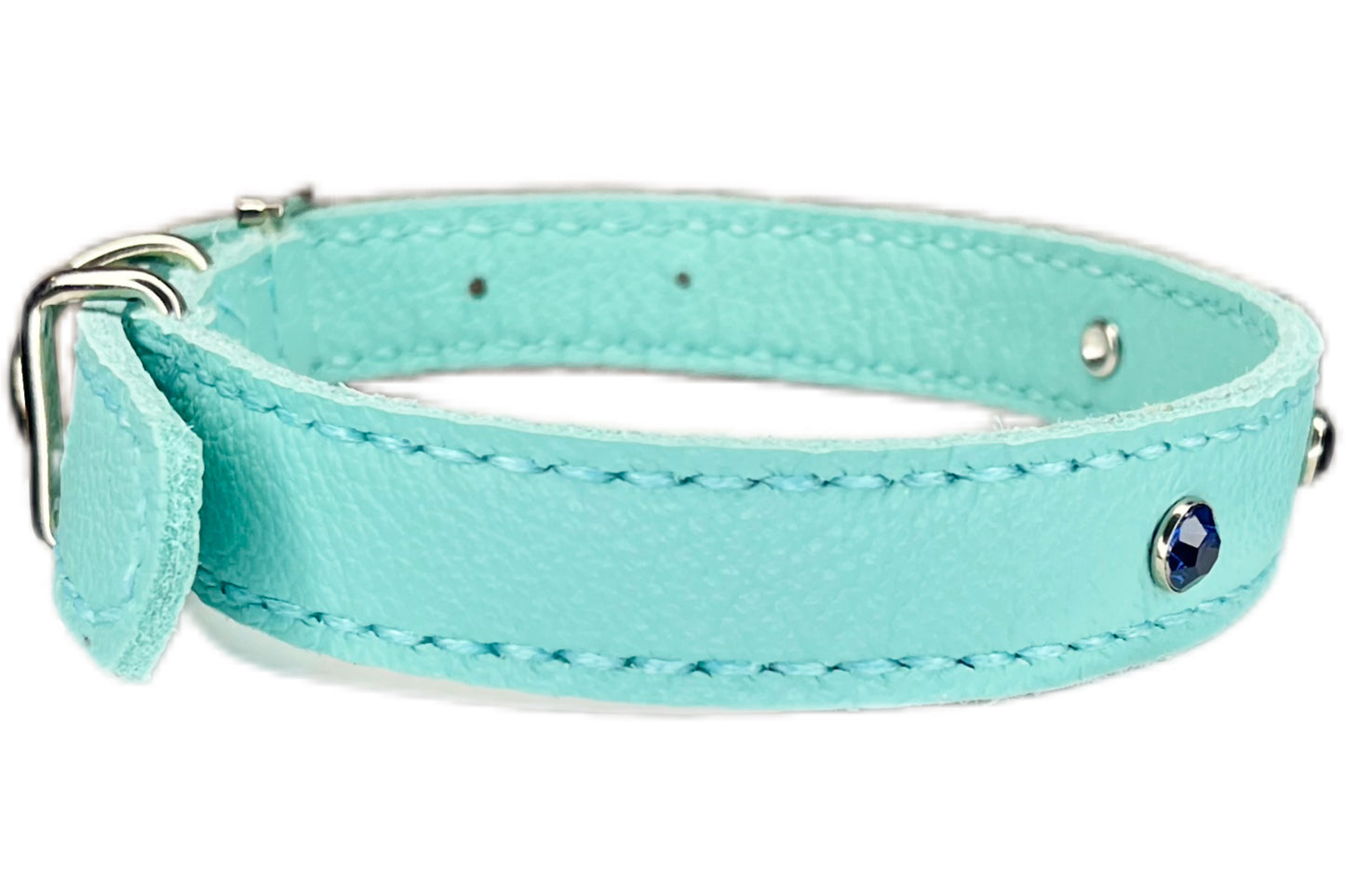 Medium Aqua Green Collar, Midnight Blue Diamantes
