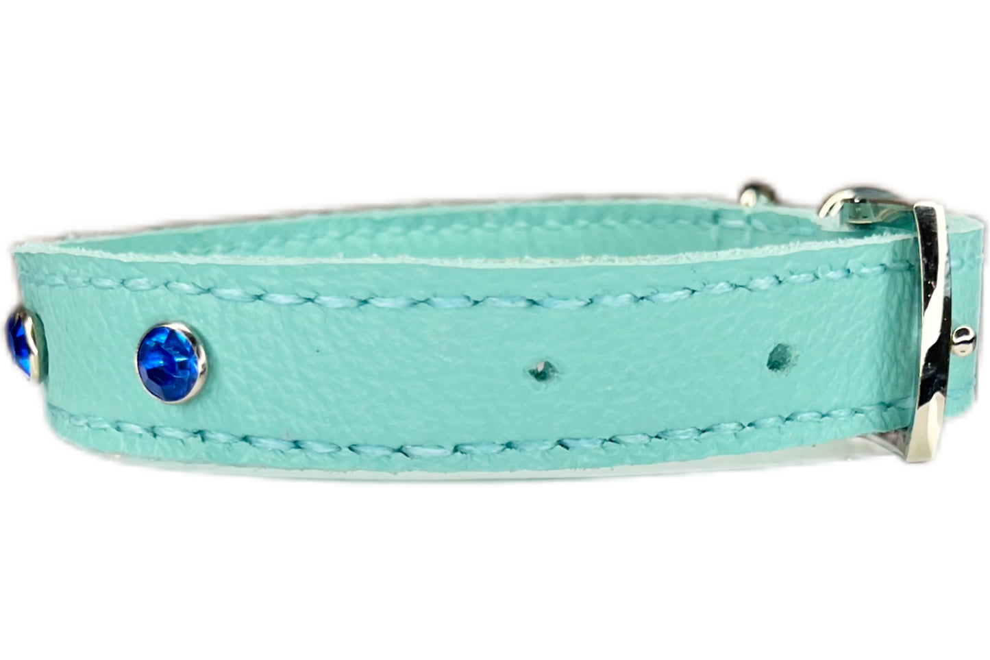 Medium Aqua Green Collar with Royal Blue Diamantes