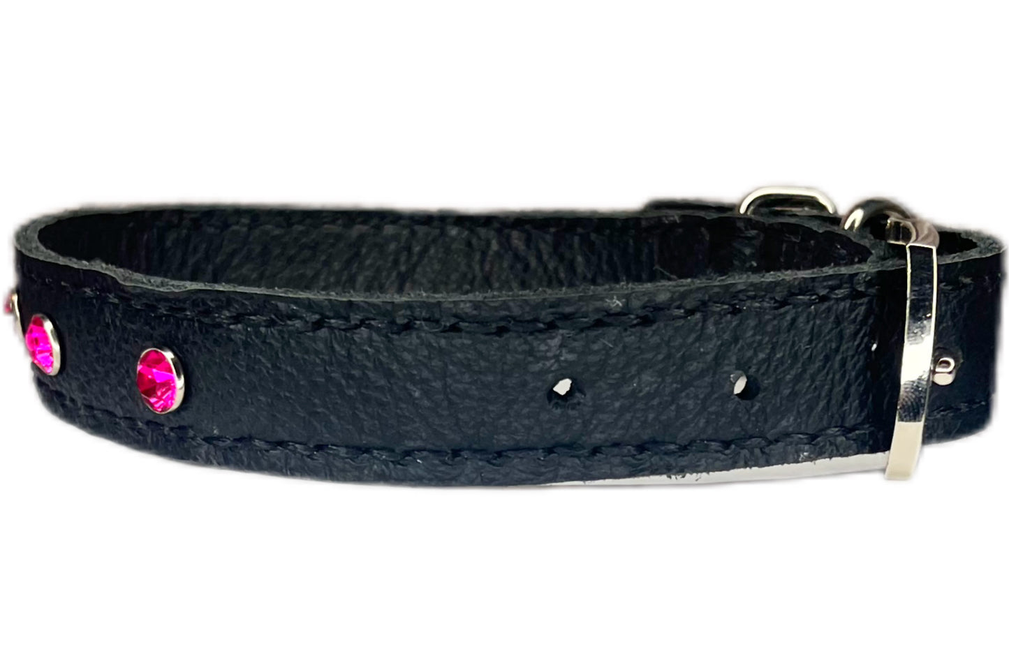 Medium Black Collar with Hot Pink Diamantes
