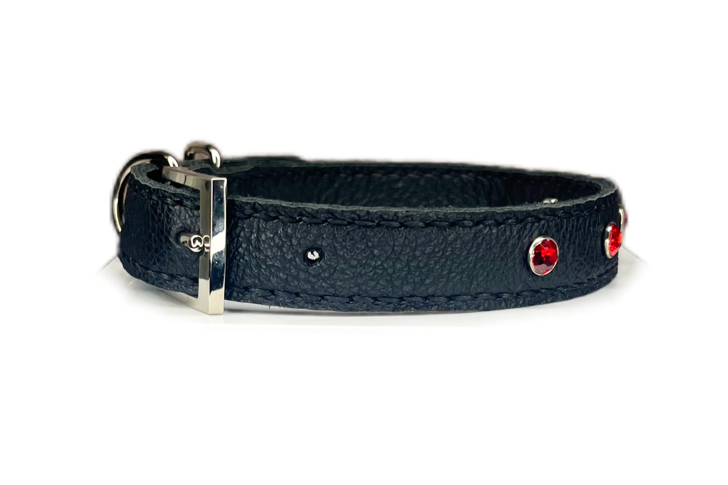 Medium Black Collar with Red Diamantes
