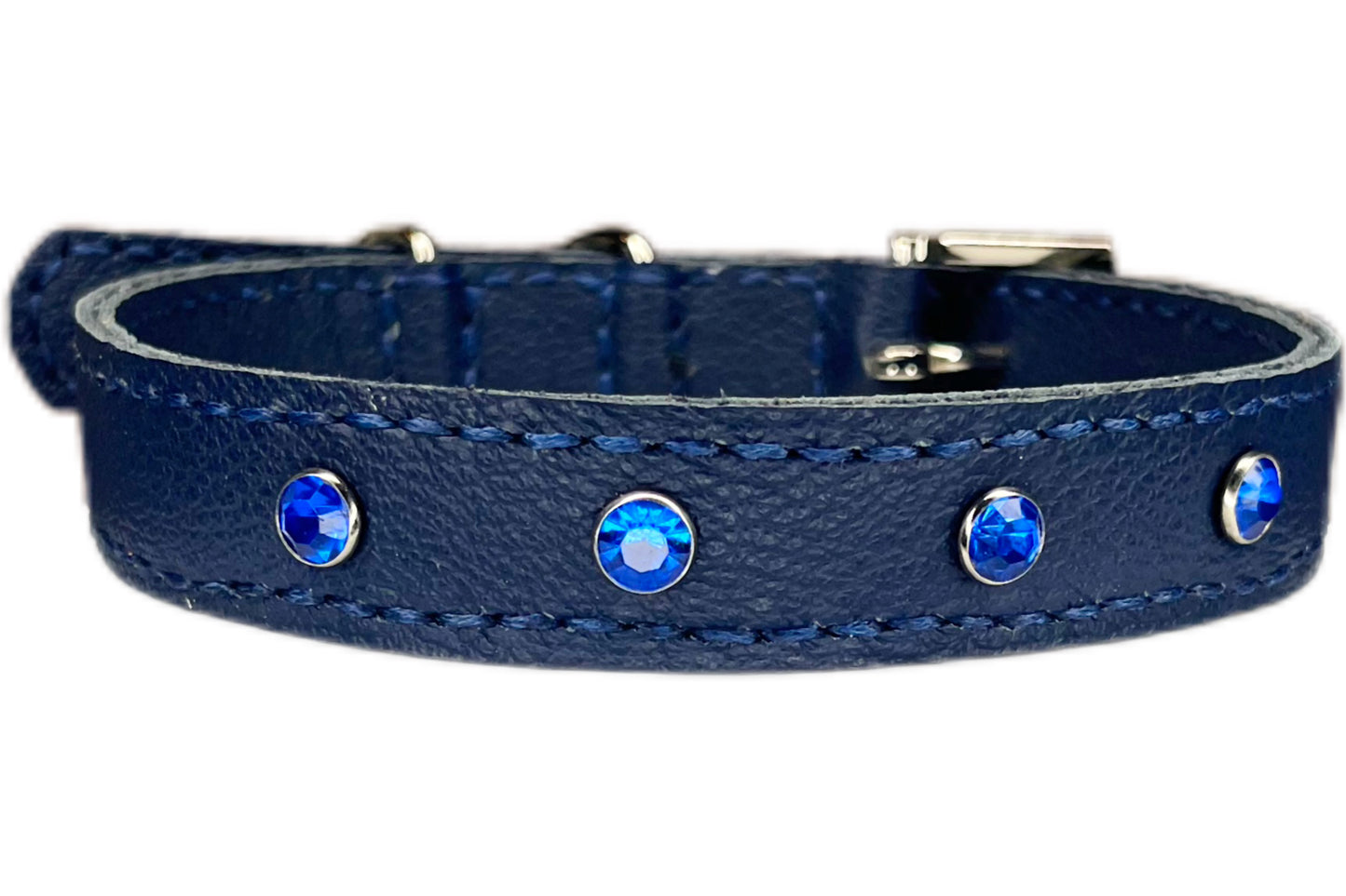 Medium Navy Blue Collar with Royal Blue Diamante
