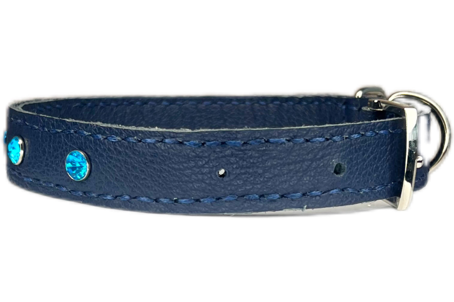 Medium Navy Blue Collar with Turquoise Diamantes