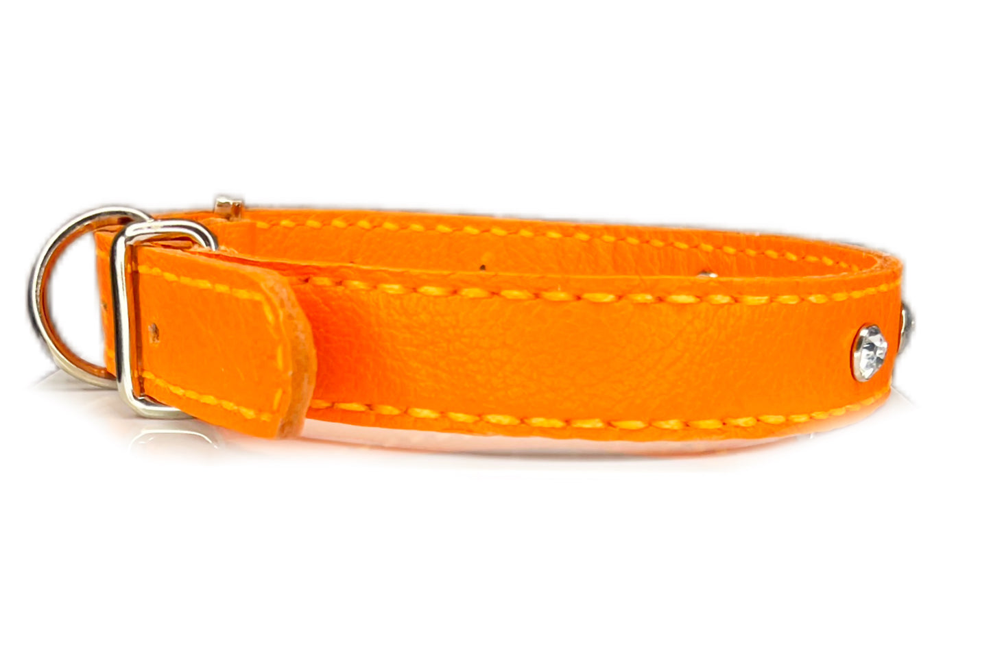 Medium Orange Collar with Clear Diamantes