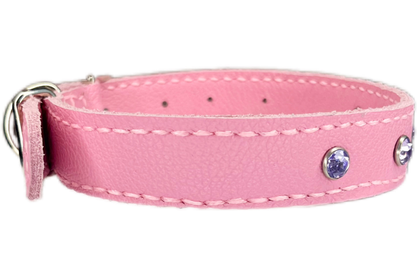 Medium Pink Collar with Lilac Diamantes