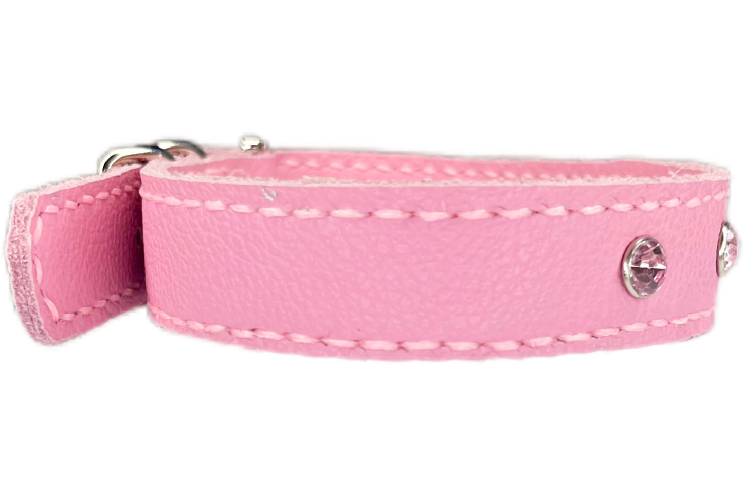 Medium Pink Collar with Light Pink Diamantes