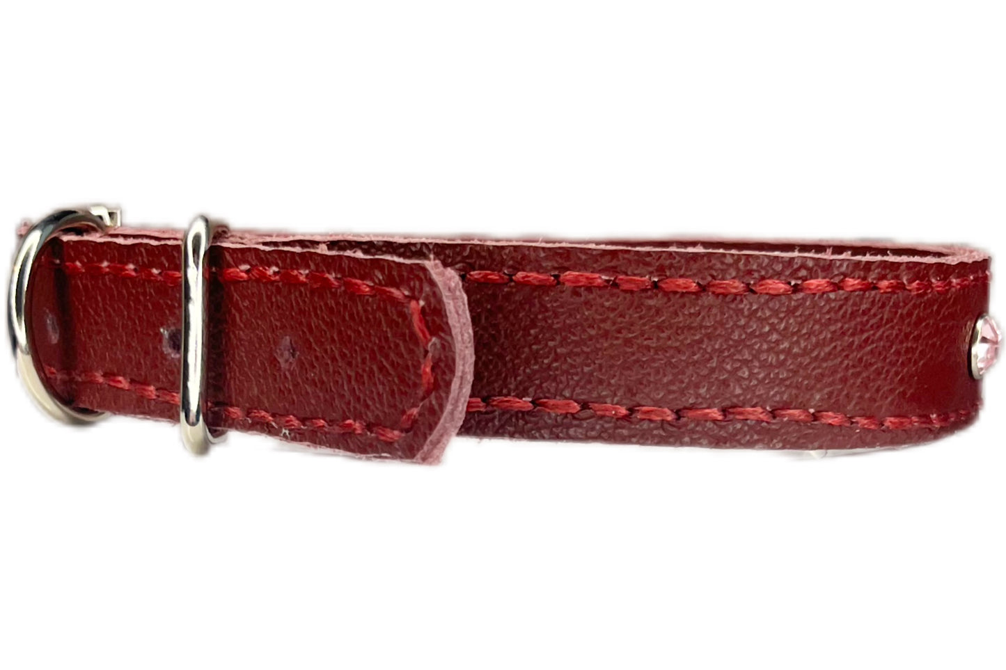 Medium Red Collar with Light Pink Diamante