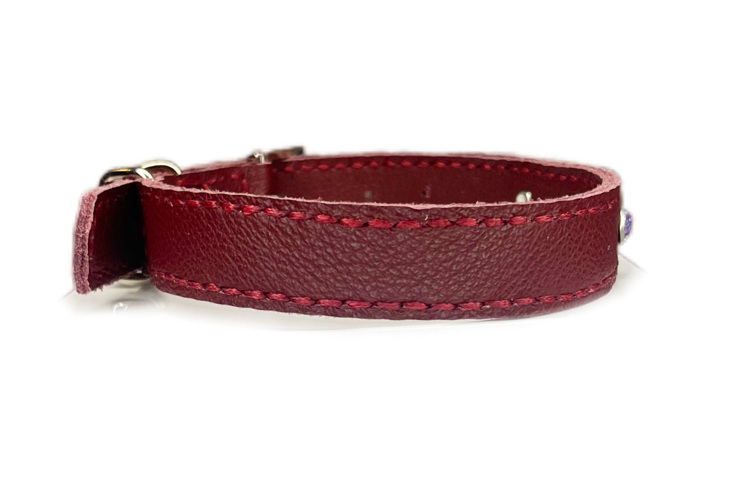 Medium Red Collar with Lilac Diamamtes