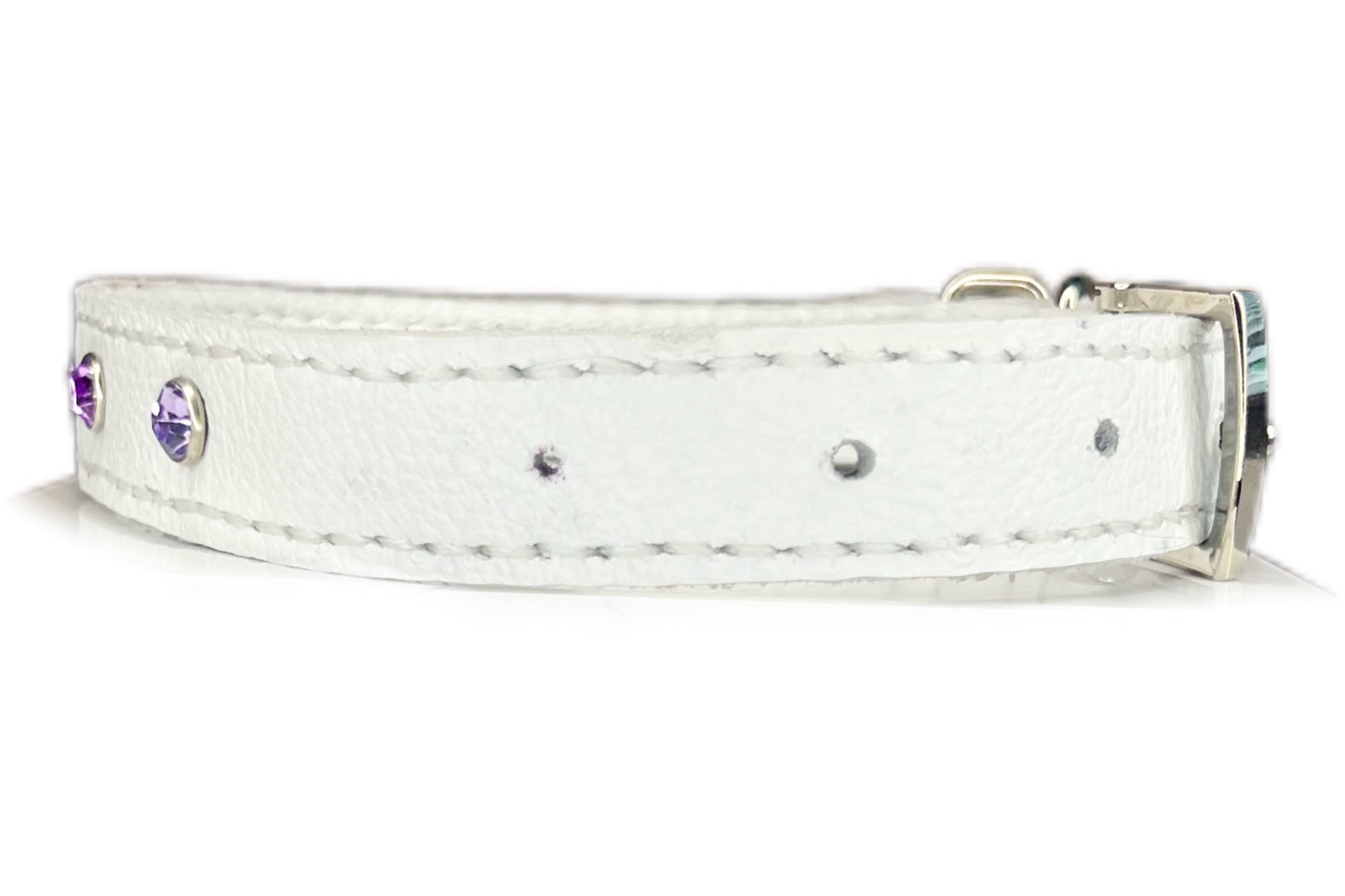Medium White Collar with Lilac Diamantes