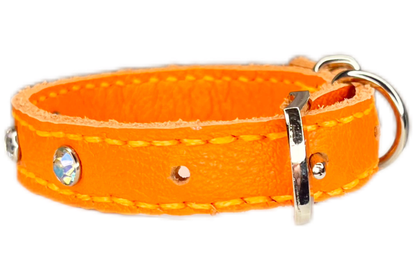 Small Orange Collar with Clear Diamante