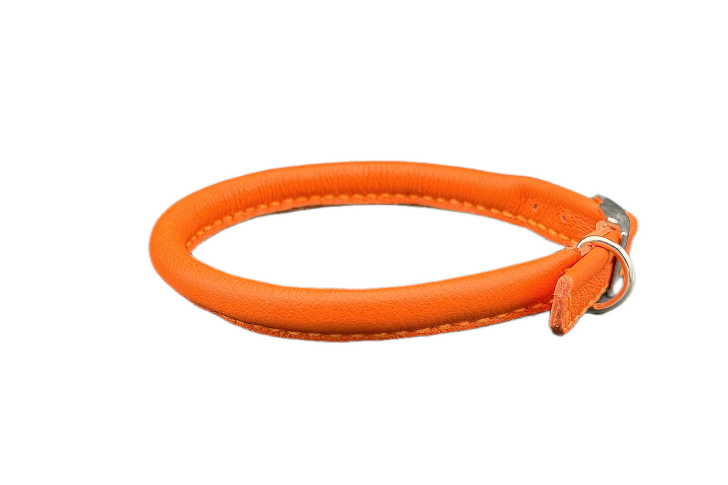 Orange Leather Rolled Collar