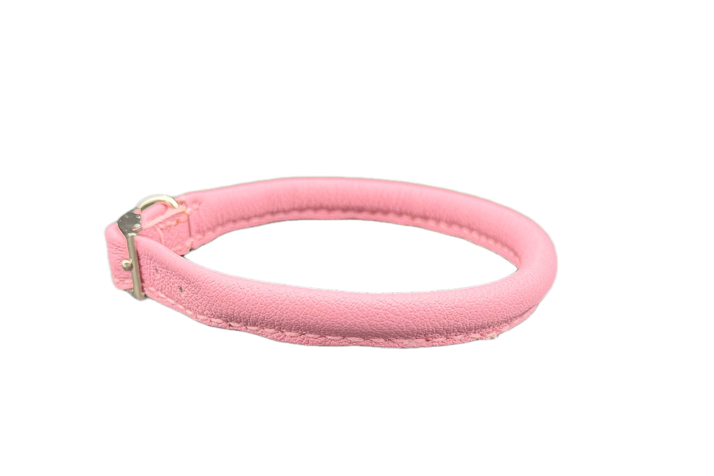 Pink Leather Rolled Collar