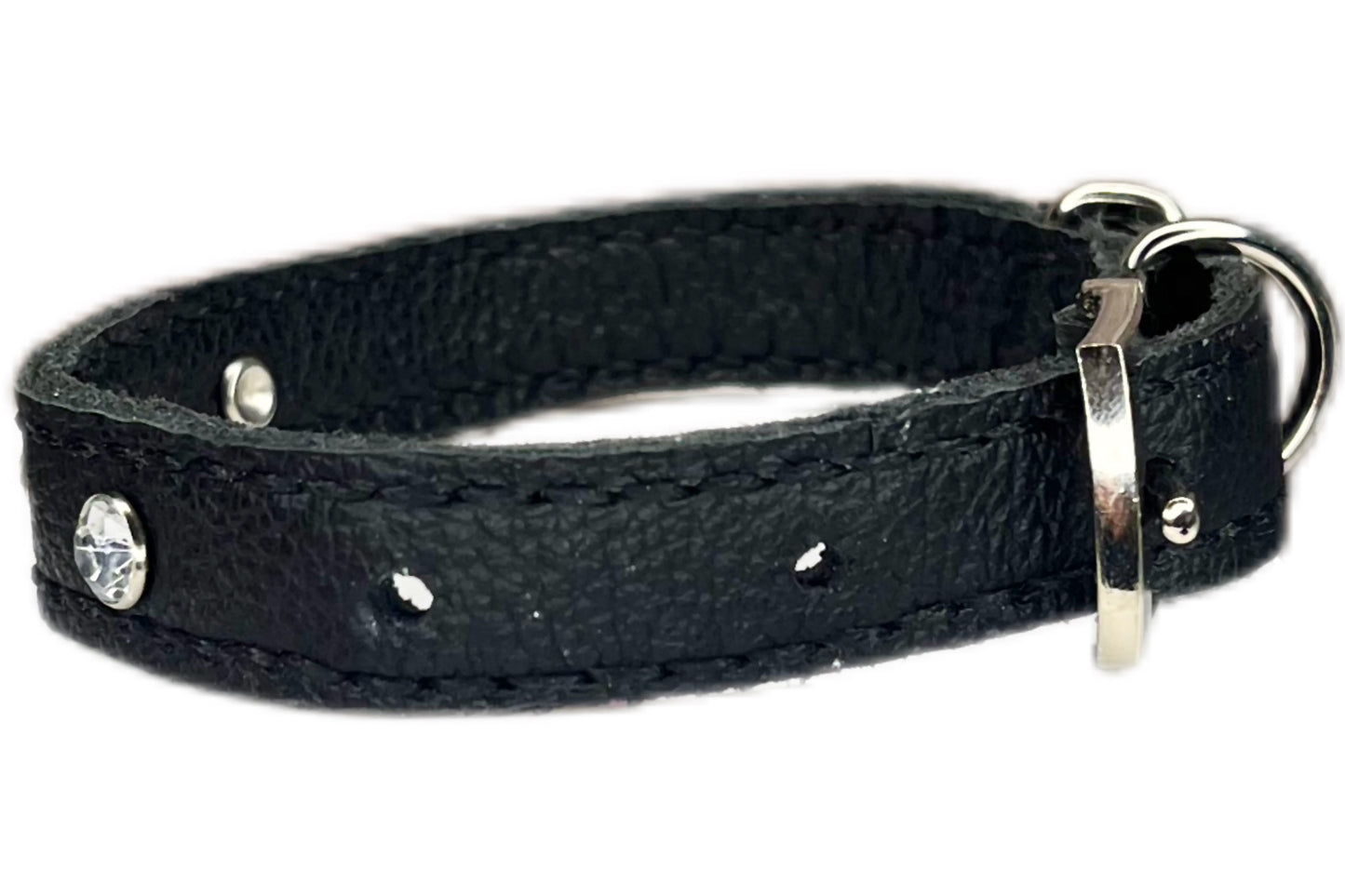 Small Black Collar with Clear Diamante