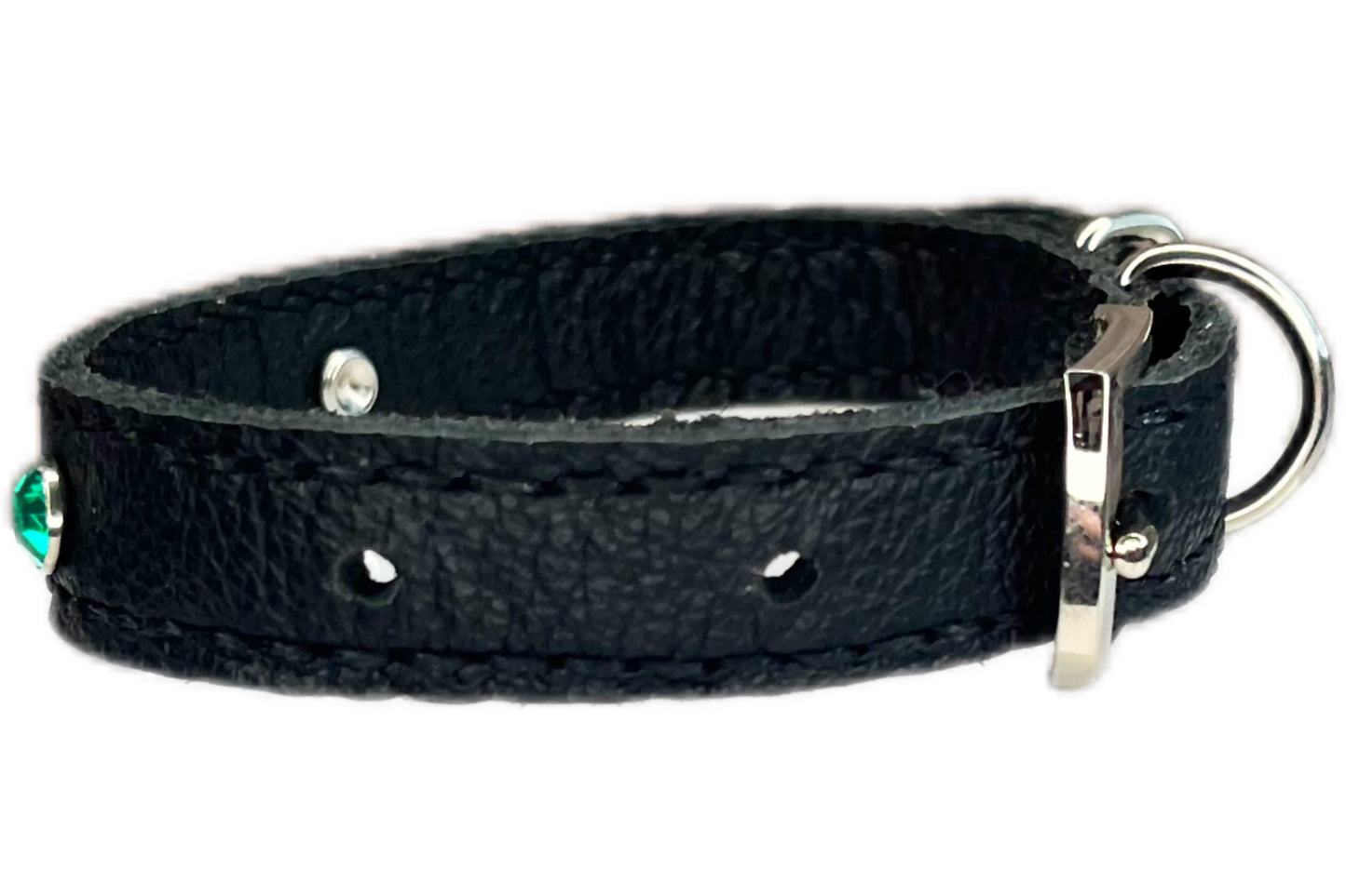 Small Black Collar with Jade Green Diamante