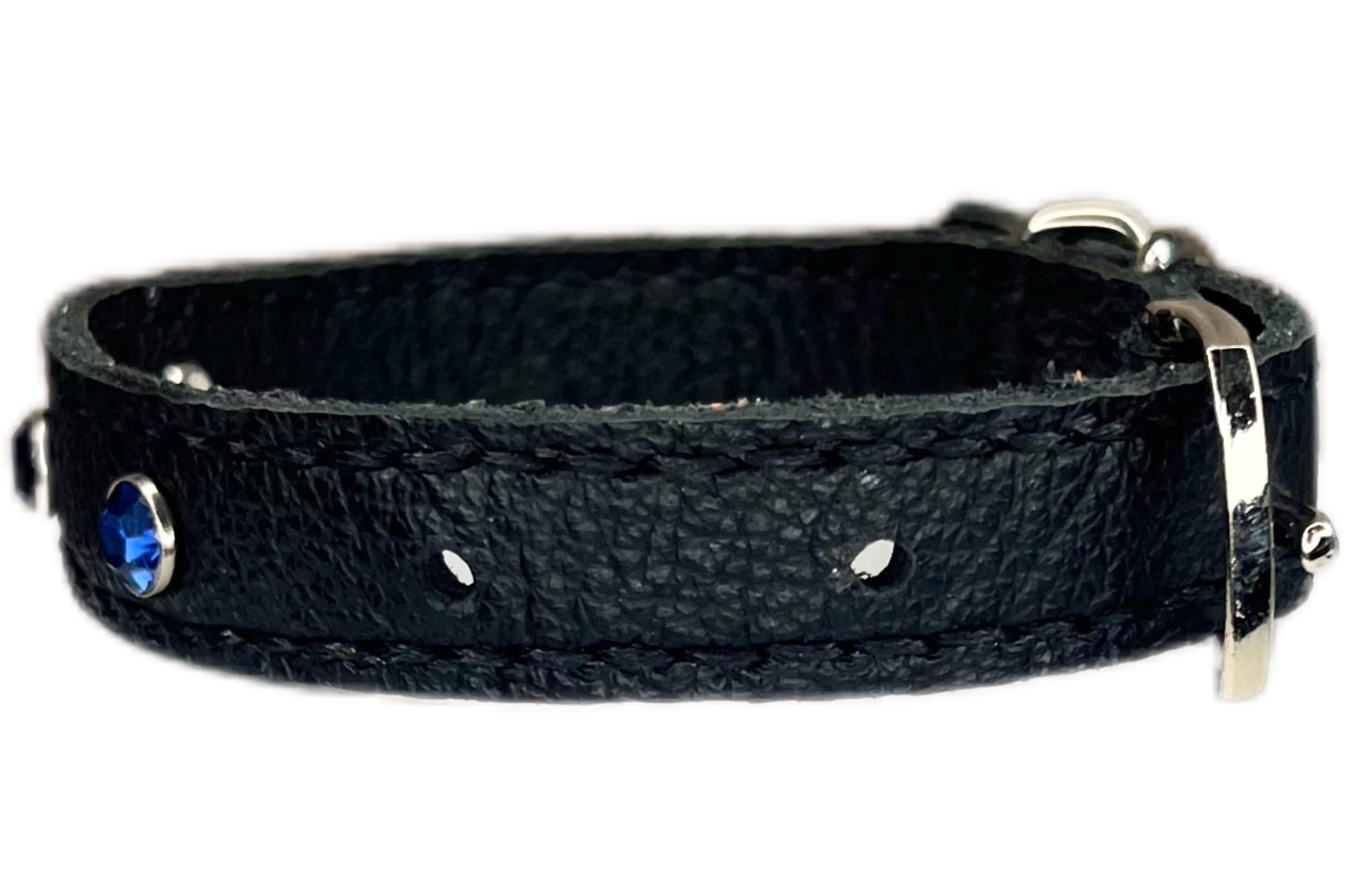 Small Black Collar with Midnight Blue Diamantes
